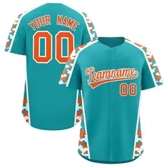 Aqua Orange Side Camo Baseball Jersey 1