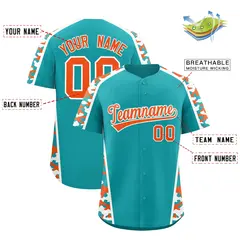 Aqua Orange Side Camo Baseball Jersey 2