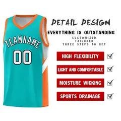 Aqua Orange Side Design Basketball Sports Uniform Jersey 2