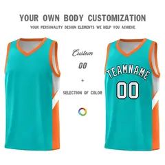Aqua Orange Side Design Basketball Sports Uniform Jersey 3