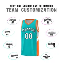 Aqua Orange Side Design Basketball Sports Uniform Jersey 4