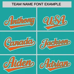 Aqua Orange Side Flame Outline Baseball Jersey 3