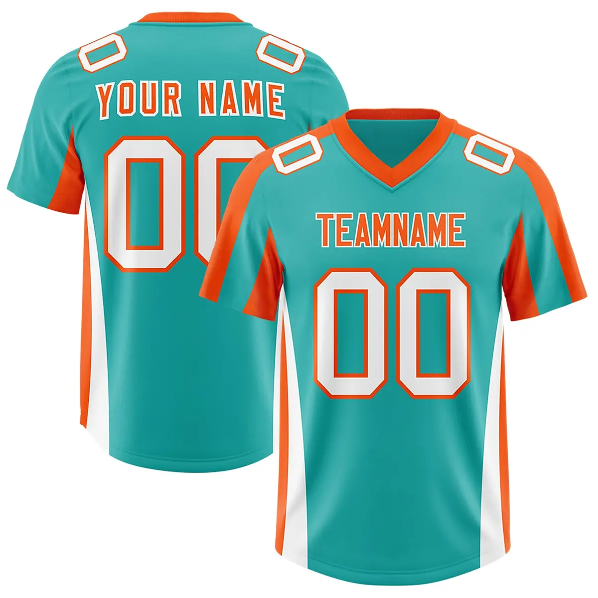 Aqua Orange Side Stripe Authentic Football Jersey