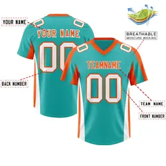 Aqua Orange Side Stripe Authentic Football Jersey 2