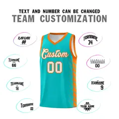 Aqua Orange Side Symmetrical Line Pattern Basketball Jersey 4