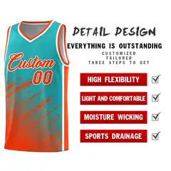 Aqua Orange Splash Basketball Kits with Tackle Twill 2