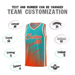 Aqua Orange Splash Basketball Kits with Tackle Twill 4