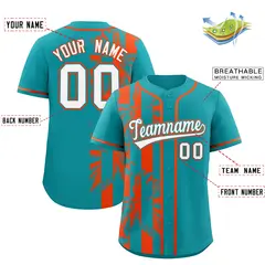 Aqua Orange Split Coconut Tree Design Baseball Jersey 2