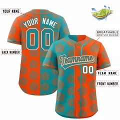 Aqua Orange Split Flower Graffiti Authentic Baseball Jersey 2