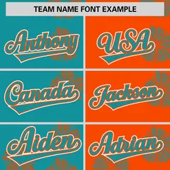 Aqua Orange Split Flower Graffiti Authentic Baseball Jersey 3