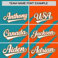 Aqua Orange Split Tiger Claw Scratch Baseball Jersey 3