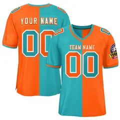 Aqua Orange Split Two Tone Authentic Football Jersey