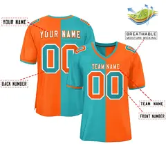 Aqua Orange Split Two Tone Authentic Football Jersey 2