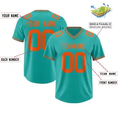 Aqua Orange Square Neckline Football Jersey 2