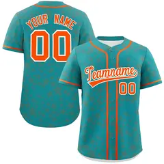 Aqua Orange Star Graffiti Authentic Baseball Jersey