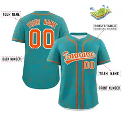 Aqua Orange Star Graffiti Authentic Baseball Jersey 2