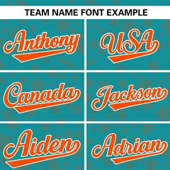 Aqua Orange Star Graffiti Authentic Baseball Jersey 3