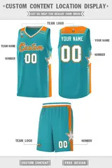 Aqua Orange Star Graffiti Pattern Basketball Jersey 2