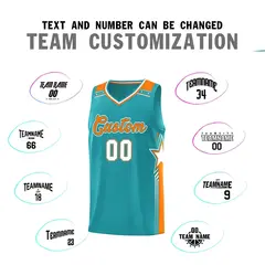 Aqua Orange Star Graffiti Pattern Basketball Jersey 4