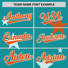 Aqua Orange Star Graffiti Two-Button Baseball Jersey 3