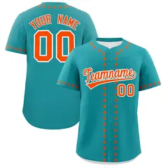 Aqua Orange Star Ribbing Authentic Baseball Jersey 1