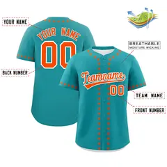 Aqua Orange Star Ribbing Authentic Baseball Jersey 2