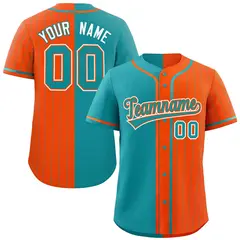 Aqua Orange Stripe-Solid Combo Authentic Baseball Jersey
