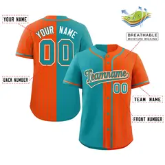 Aqua Orange Stripe-Solid Combo Authentic Baseball Jersey 2