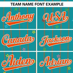 Aqua Orange Stripe Star Pattern Authentic Baseball Jersey 3