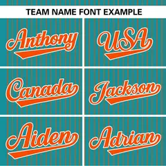 Aqua Orange Striped Fashion Two-Button Softball Jersey 4