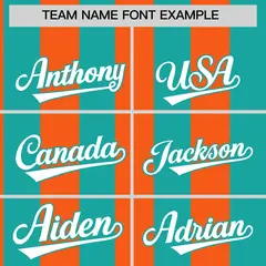 Aqua Orange Striped Fashion Two-Button Softball Jersey 3
