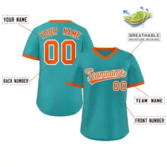 Aqua Orange Striped Pullover Baseball Jersey 2
