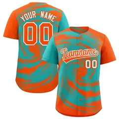 Aqua Orange Swirl Graffiti Baseball Jersey 1
