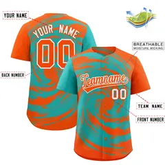 Aqua Orange Swirl Graffiti Baseball Jersey 2