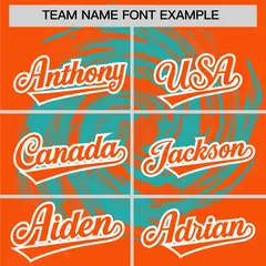 Aqua Orange Swirl Graffiti Baseball Jersey 3