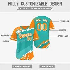 Aqua Orange Teal Reversible Baseball Jersey Lightning & Graffiti Pullover V-Neck 3