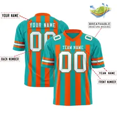 Aqua Orange Thick Stripe Authentic Football Jersey 2