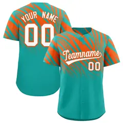 Aqua Orange Tiger Stripe Gradient Animal Print Baseball Jersey 1