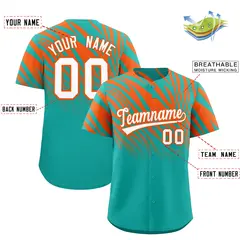 Aqua Orange Tiger Stripe Gradient Animal Print Baseball Jersey 2