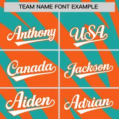 Aqua Orange Tiger Stripe Gradient Animal Print Baseball Jersey 3