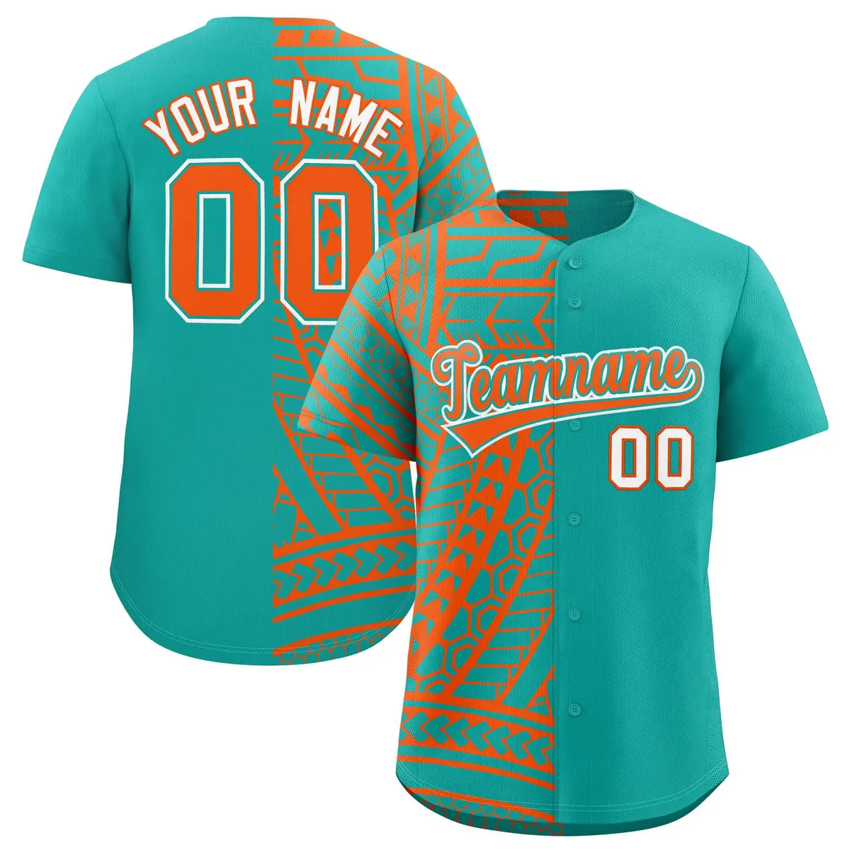 Aqua Orange Tribal Split Baseball Jersey