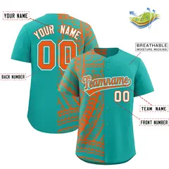 Aqua Orange Tribal Split Baseball Jersey 2