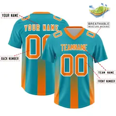 Aqua Orange Vertical Gradient Stripe Team Football Jersey 2