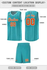 Aqua Orange Vertical Stripe Basketball Team Jersey 2