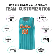 Aqua Orange Vertical Stripe Basketball Team Jersey 3