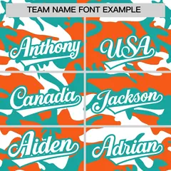 Aqua Orange White Camo Gradient Fashion Baseball Jersey 3