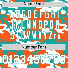 Aqua Orange White Camo Gradient Fashion Baseball Jersey 4