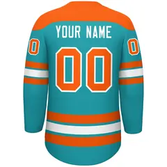 Aqua Orange White Classic Lace-Up Neck Hockey Jersey 4