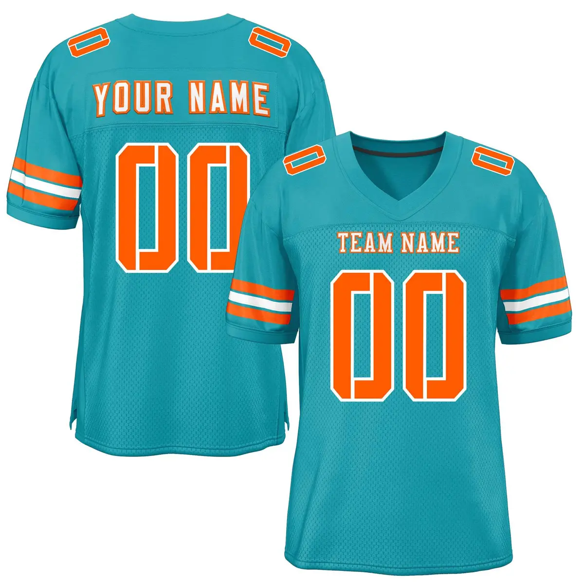 Aqua Orange-White Classic Mesh Authentic Football Jersey