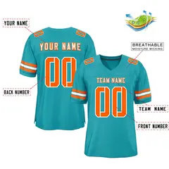 Aqua Orange-White Classic Mesh Authentic Football Jersey 2